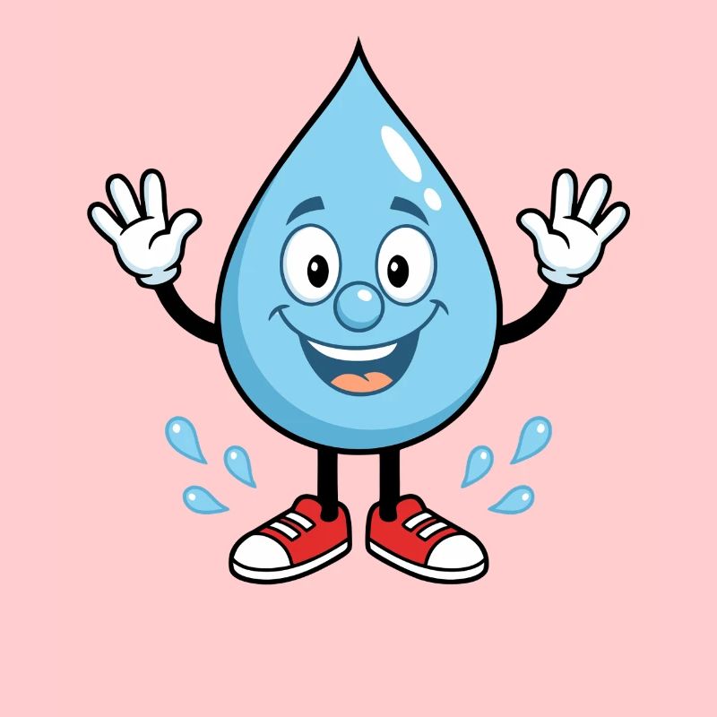 Fröhlicher Wassertropfen mit Sneakers