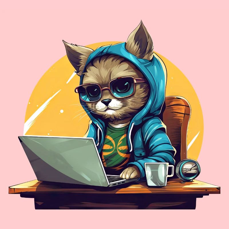 Cooler Katzen-CEO - Start-up-Stimmung mit Laptop
