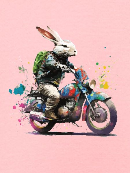Coniglio dei graffiti sulla moto del motorino