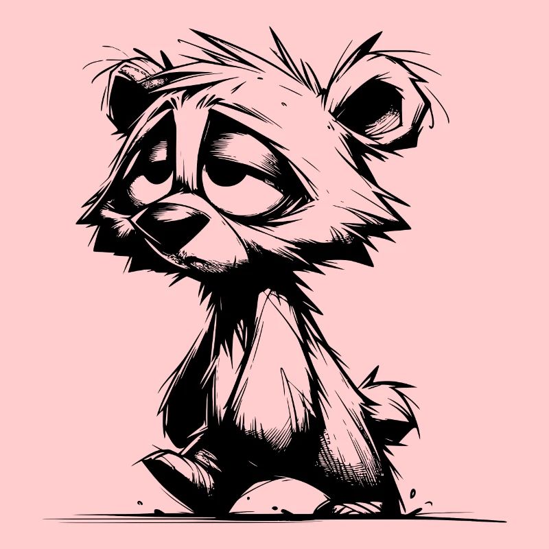 Fuzzy sleeping tired bear sketch