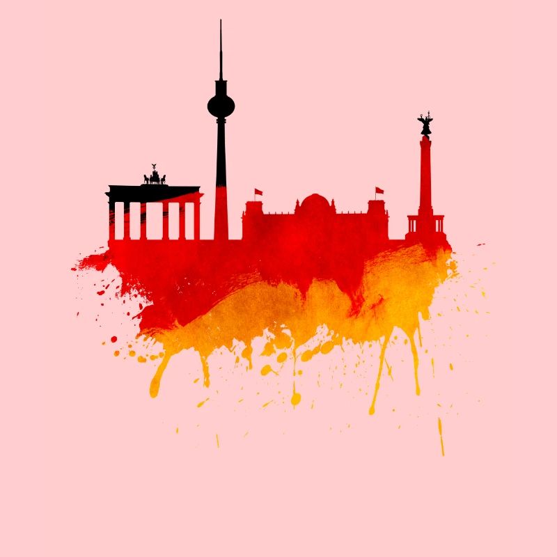 Berlin Skyline Allemagne Drapeau Drapeau Allemand