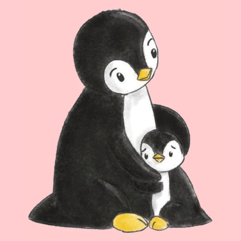 Penguins cuddle