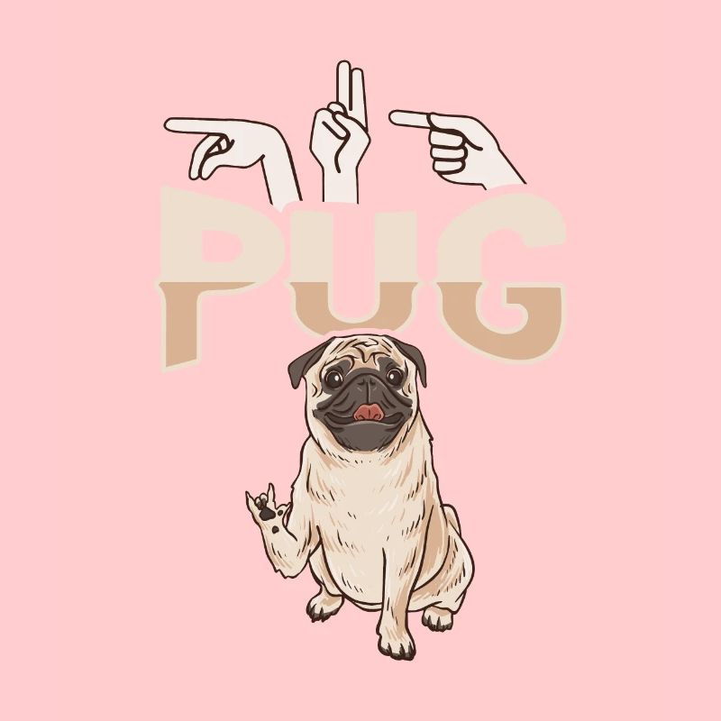 ILY Mops ASL Handgeste Taub Gebärdensprache