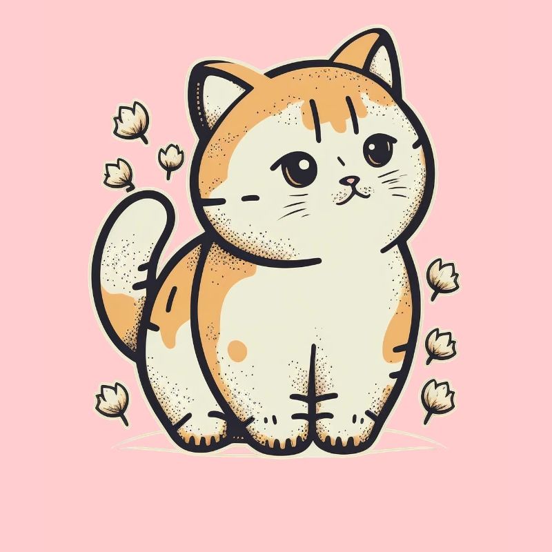 Chat mignon debout dans la conception de manga