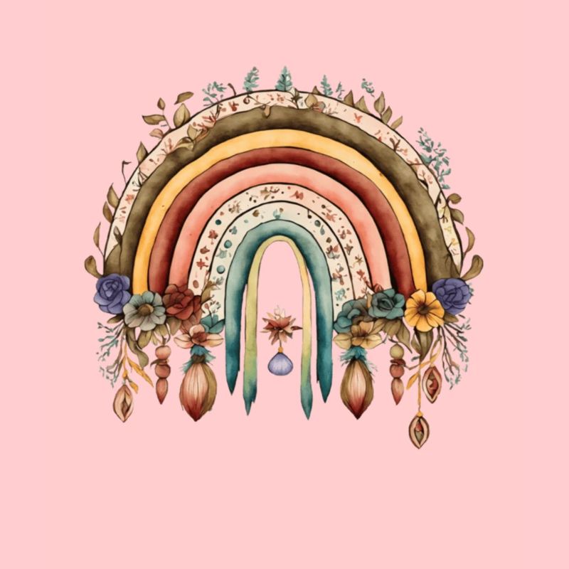 Boho Regenbogen mit Blumen