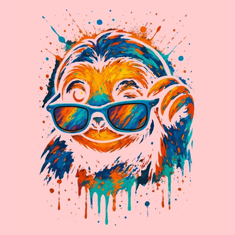 Faultier Bunt Pop Art Regenbogenfarben