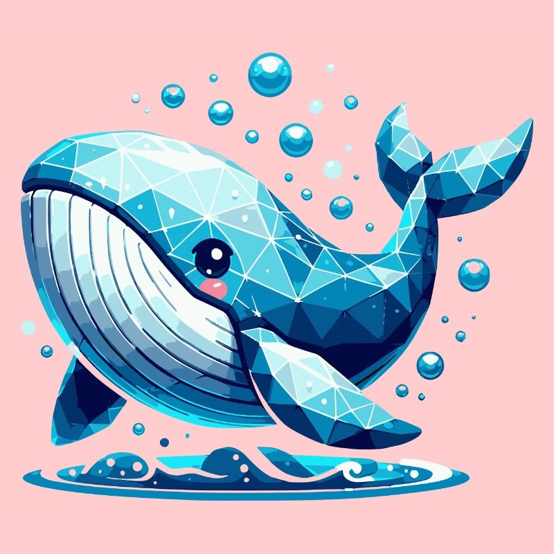Süßer Wal mit Luftblasen im Polygon-Stil