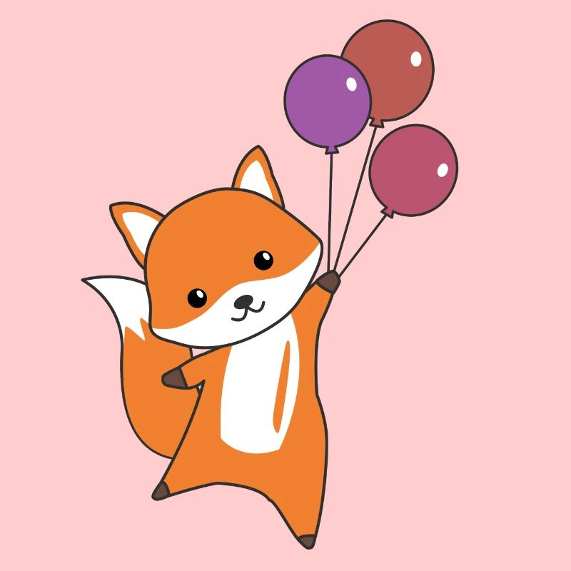 Fuchs süß Tier fliegt Luftballons Kinder