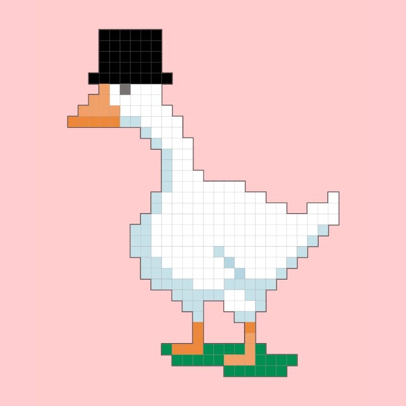 Duck with pixelated top hat