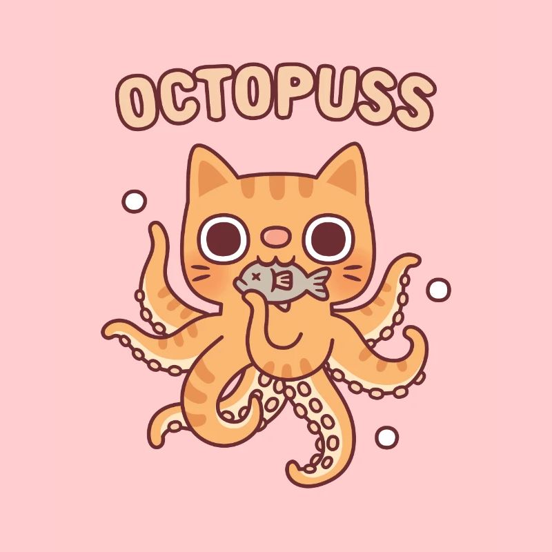 Cute Octopus Tabby Cat Octopuss Pun Funny
