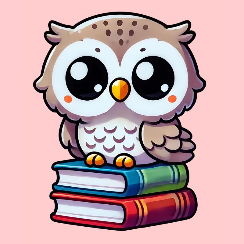 Eule auf Büchern