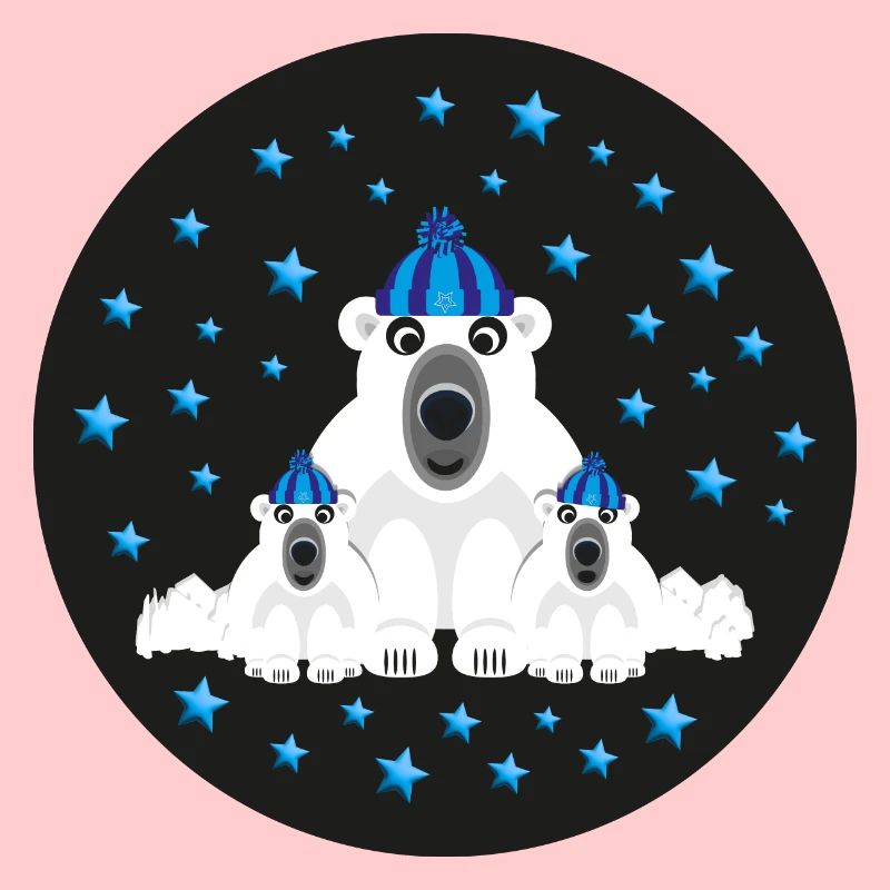 Eisbären mit Mütze und Schal.