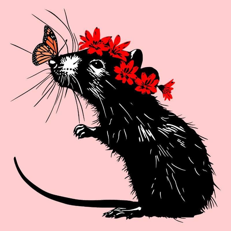 Baisers de papillon : Rat avec papillon