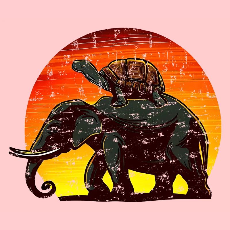 Elephant Turtle Sunset Design