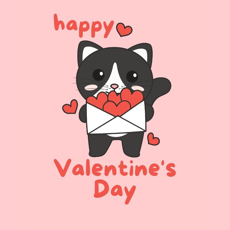 Chat pour la Saint-Valentin animaux mignons avec des cœurs