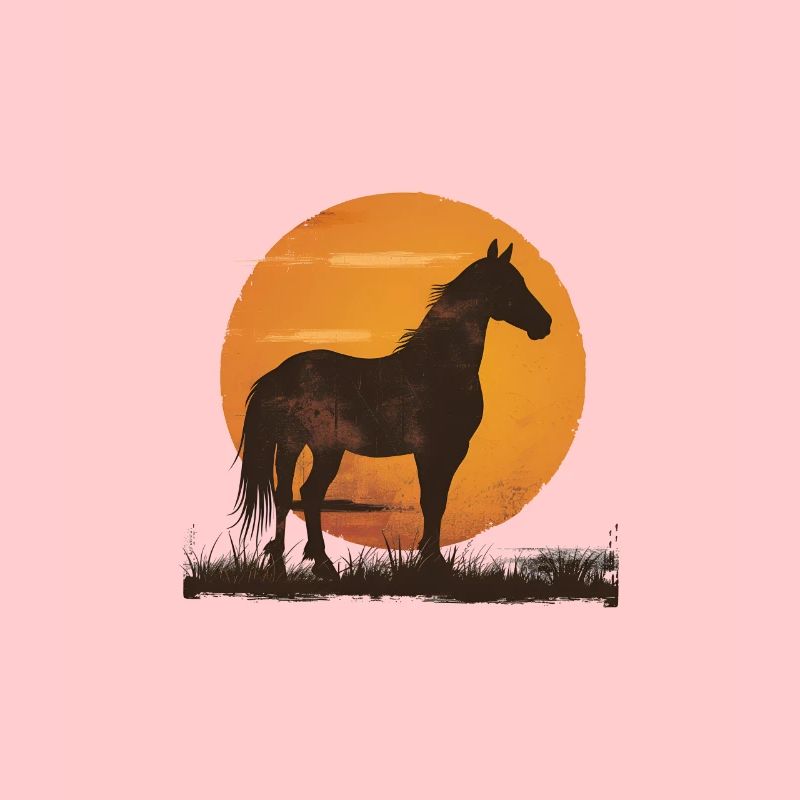 Silhouette Cheval Coucher De Soleil