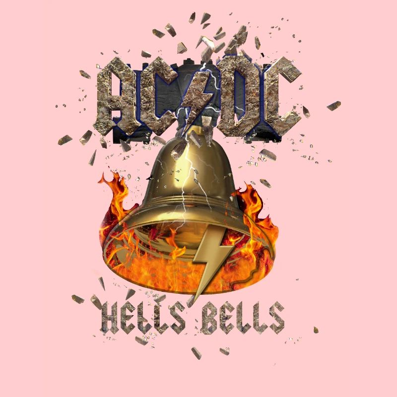 AC/DC Hells Bells Glocke Mit Flammen Und Logo