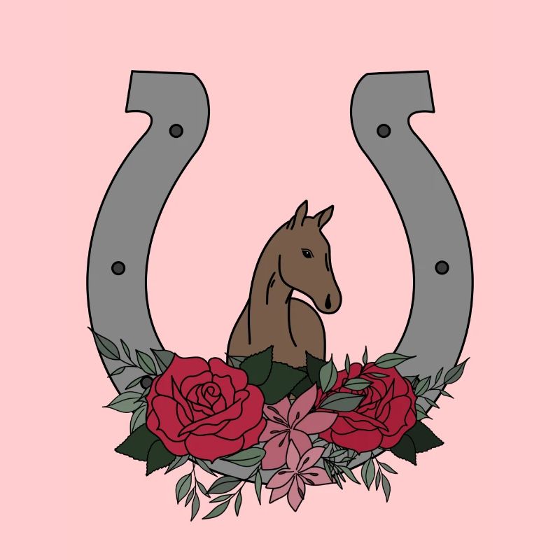 Cheval fer à cheval avec des fleurs