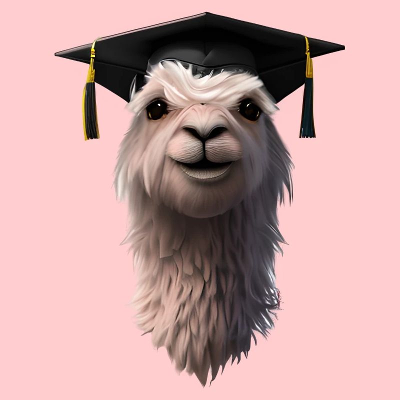 Schulabschluss Bachelor Absolvent Alpaka Studium