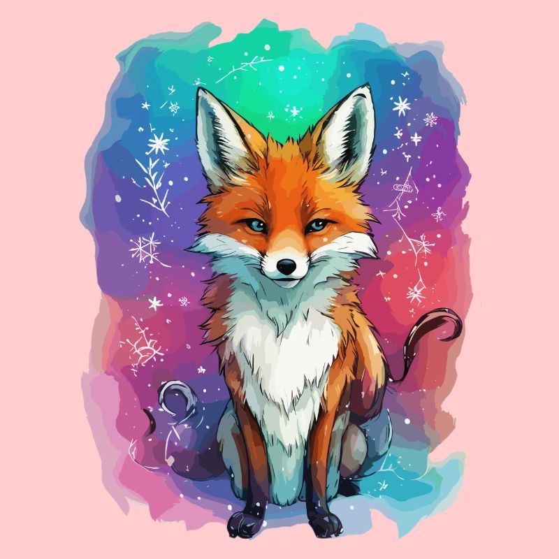 Fuchs, bunt, Kinder, Weihnachten, Schneeflocken