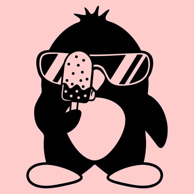 Pingouin léchant des sucettes glacées mangeant de la crème glacée délicieuse