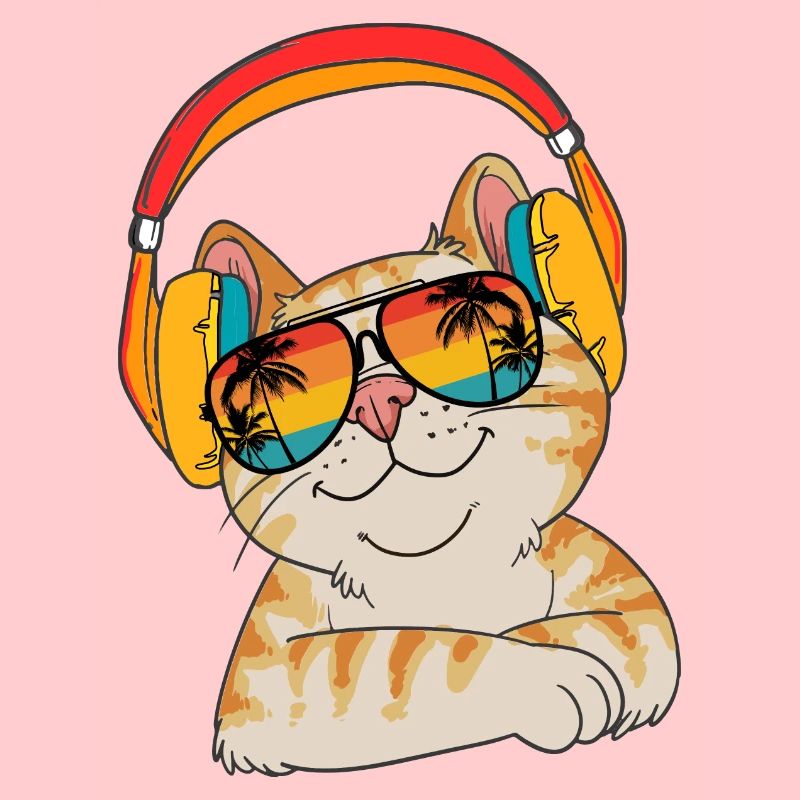Chat-ami Chat Face avec écouteurs
