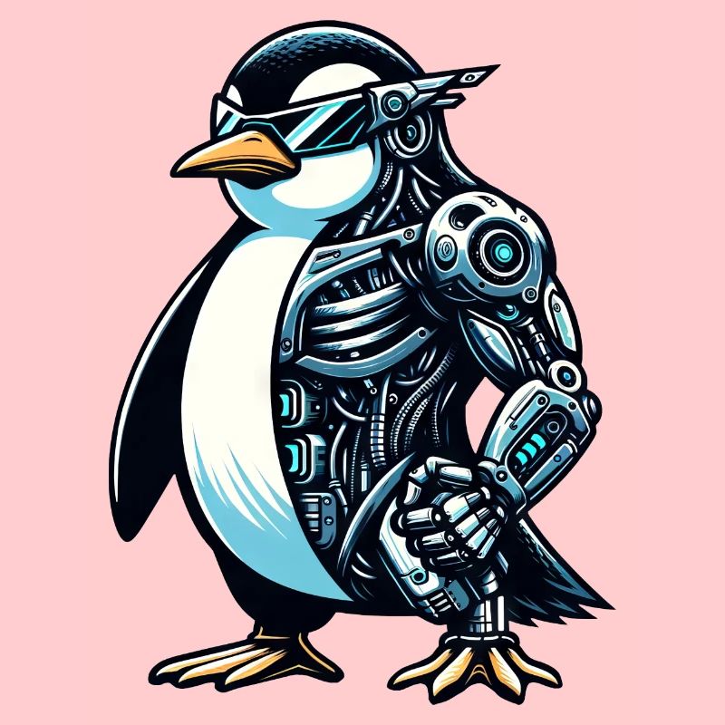 Robot cyborg pingouin
