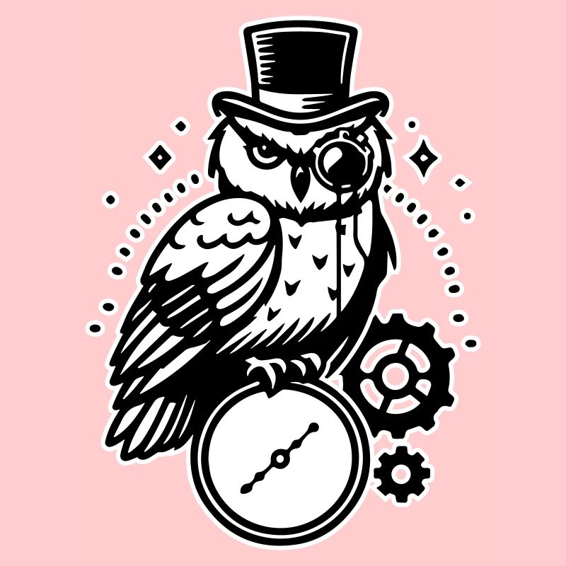 Steampunk owl and clock design