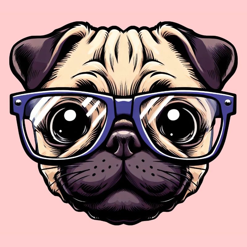 Nerdy pug with glasses
