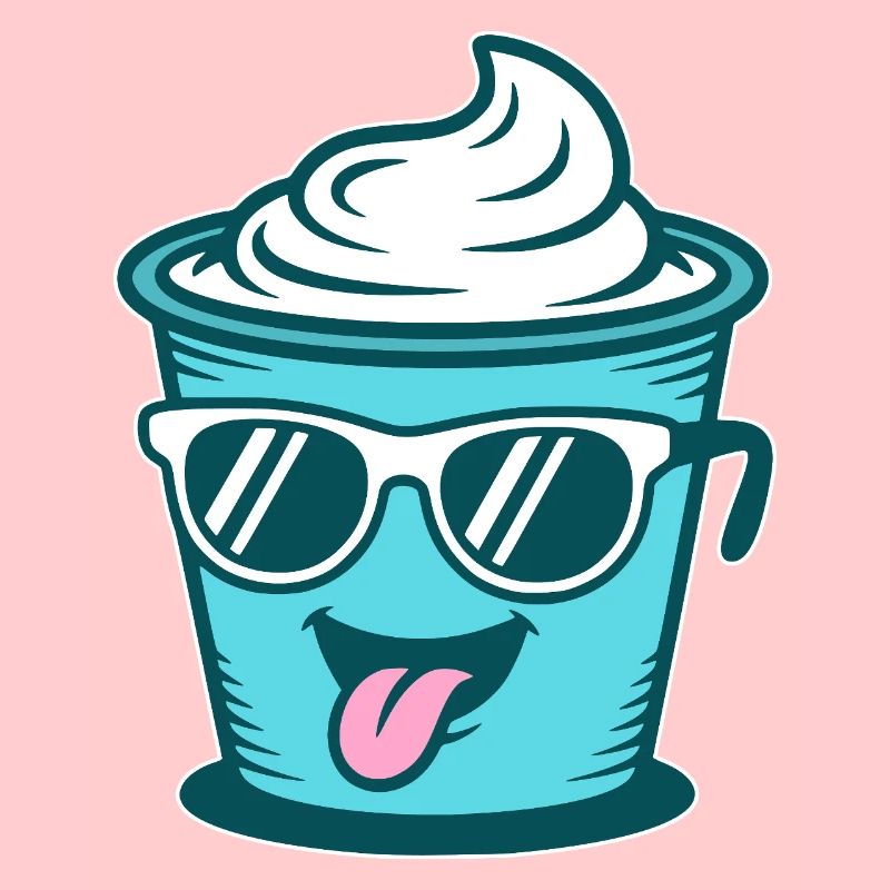 Crème Joghurt Sahne Eis - Becher mit Sonnenbrille