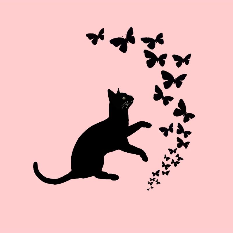 Conception de chat noir et papillons