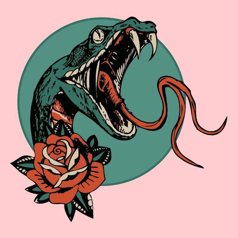 serpent rose fleur vipere cobra langue 403 A