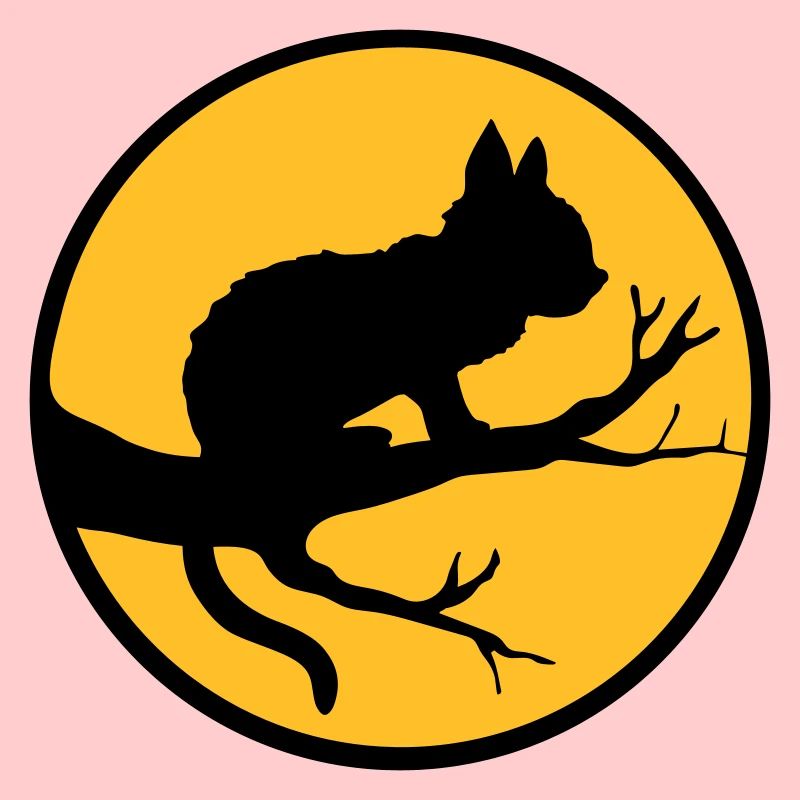 Schwarze Katze Mond Baum
