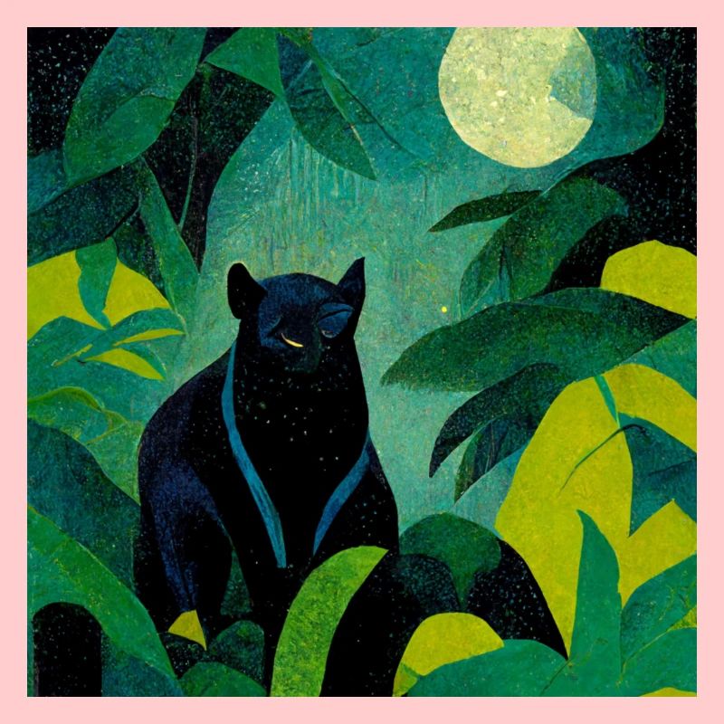 Panthère dans la jungle au clair de lune