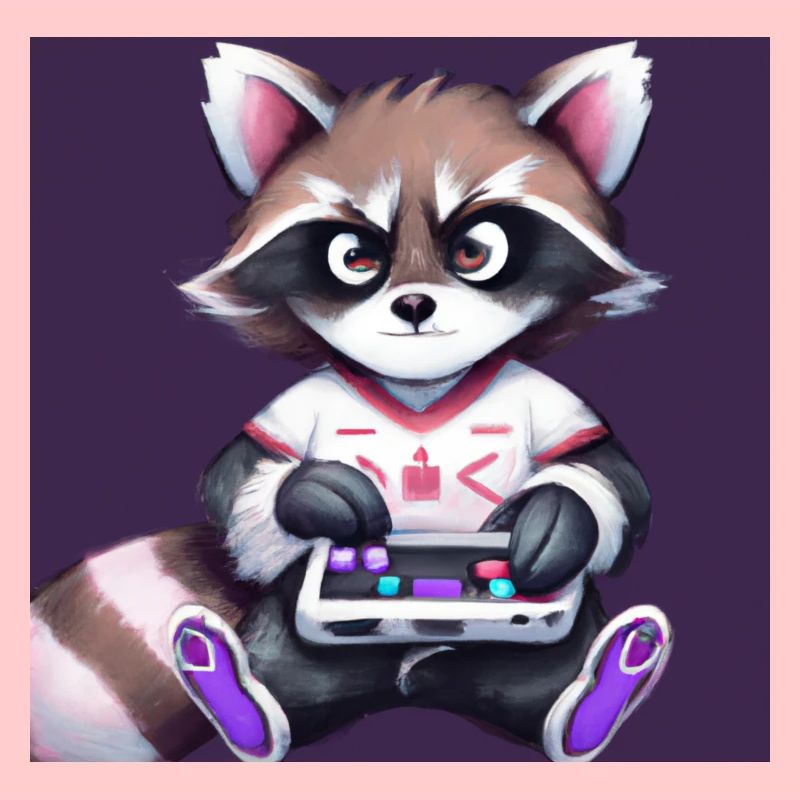 Kaweii Racoon Playing Computer Games