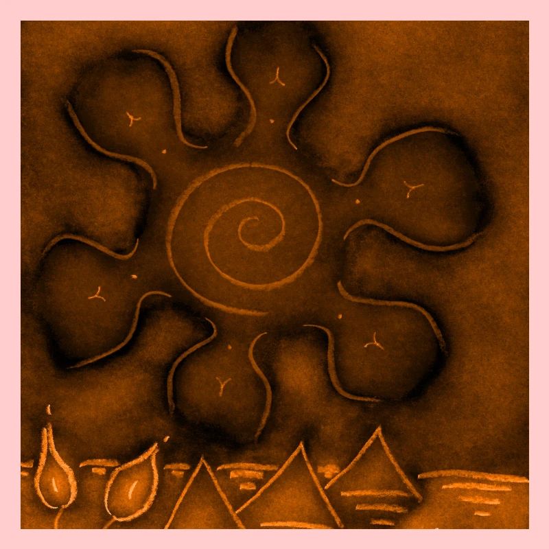 SOLEIL SUR PYRAMIDES ORANGES