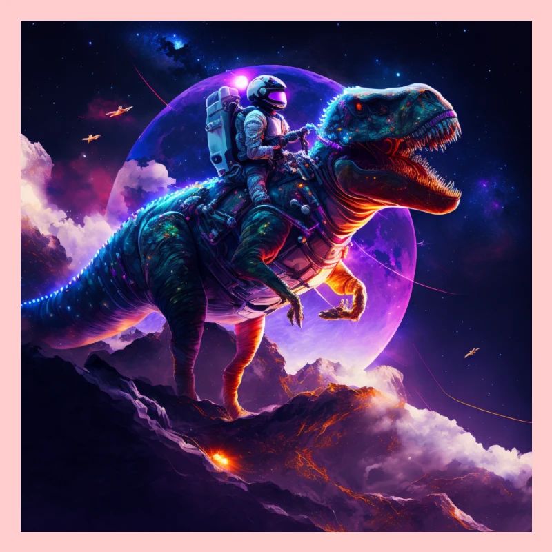 Astronaute céleste chevauchant t rex