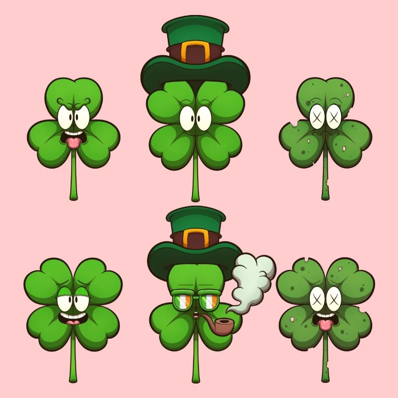 Cute Four-Leaf Clovers Characters
