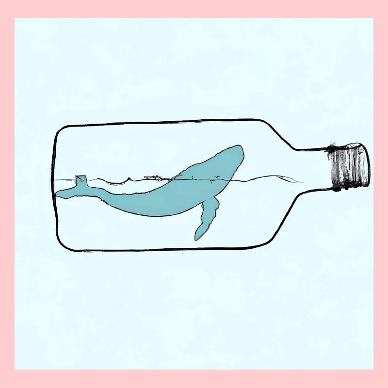 Flaschenpost, Wal-Illustration, Statement