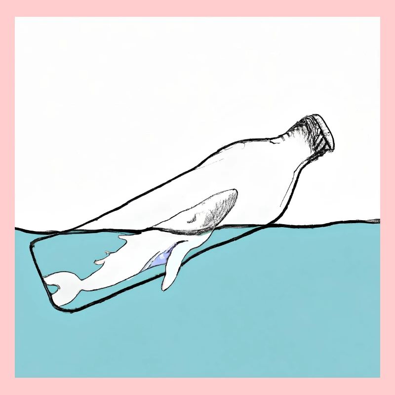 Flaschenpost, Wal-Illustration, Statement