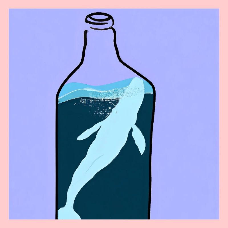 Message dans une bouteille, Illustration de baleine, Déclaration
