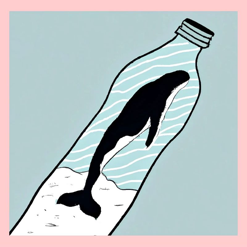 Message in a Bottle, Whale Illustration, Statement