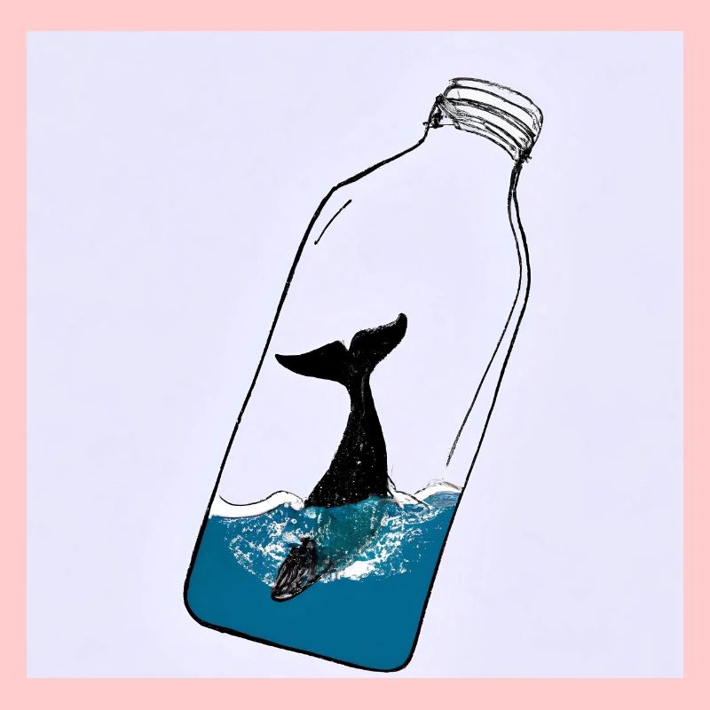 Message in a Bottle, Whale Illustration, Statement
