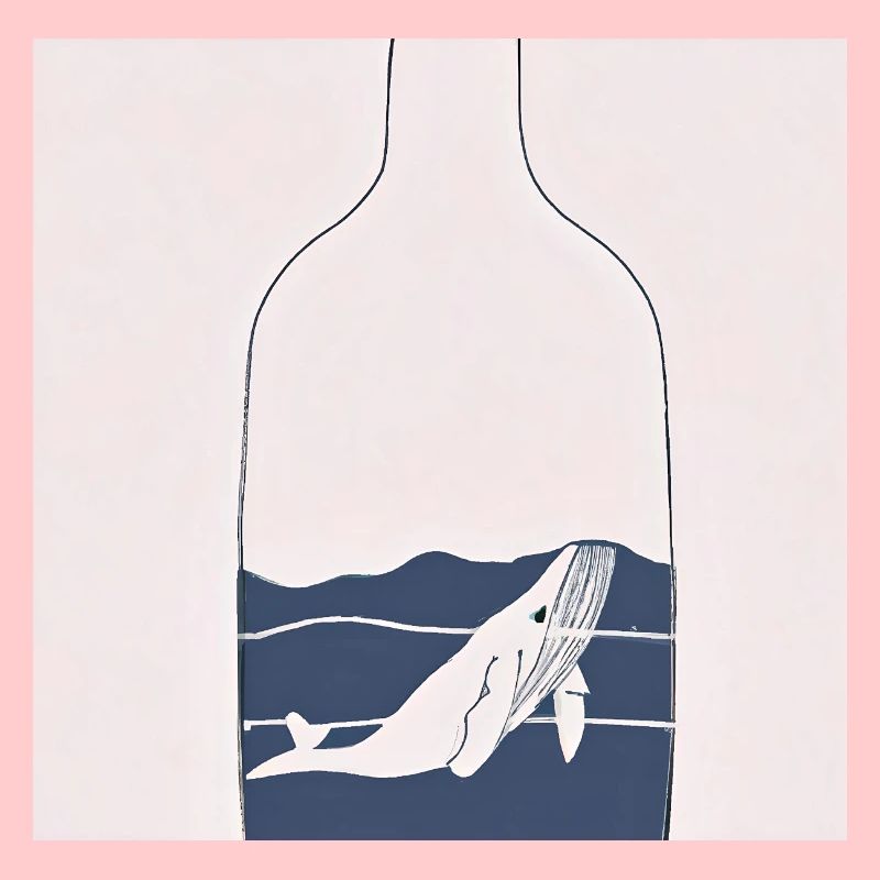 Message in a Bottle, Whale Illustration, Statement