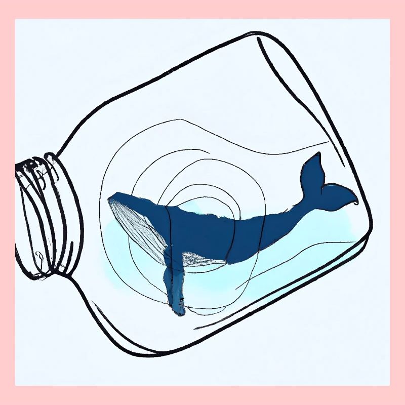 Flaschenpost, Wal-Illustration, Statement