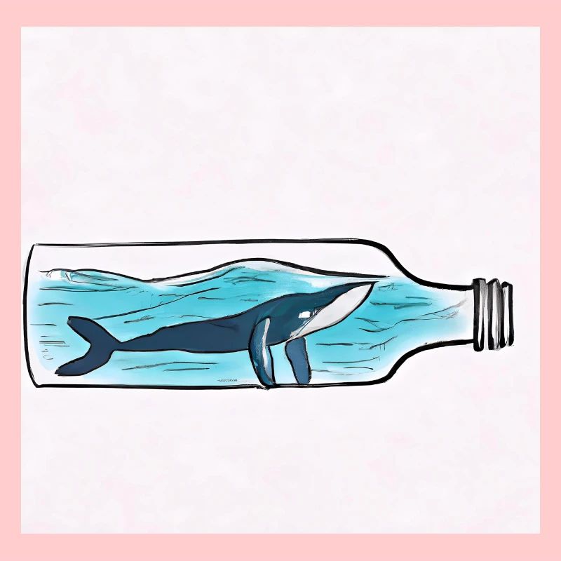 Flaschenpost, Wal-Illustration, Statement