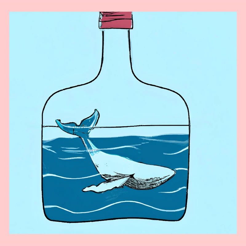 Message in a Bottle, Whale Illustration, Statement