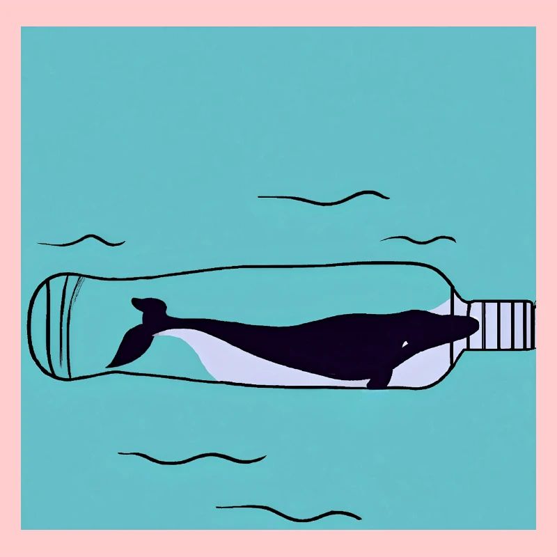 Message in a Bottle, Whale Illustration, Statement