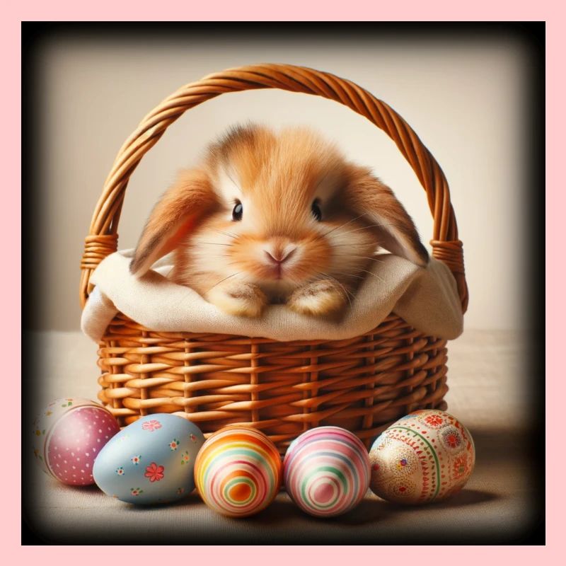 Un lapin mignon dans un panier