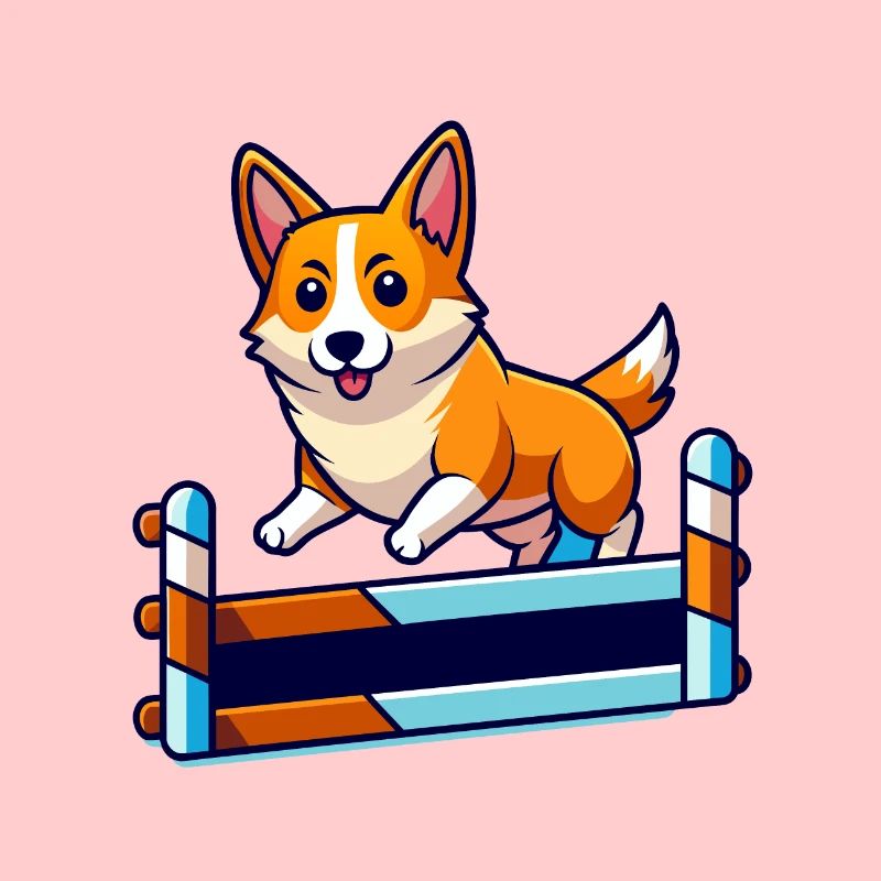 Determined Corgi Agility Course Art